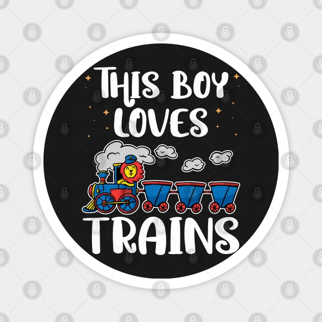 Kids This Boy Loves Trains - Train lover print Magnet by theodoros20